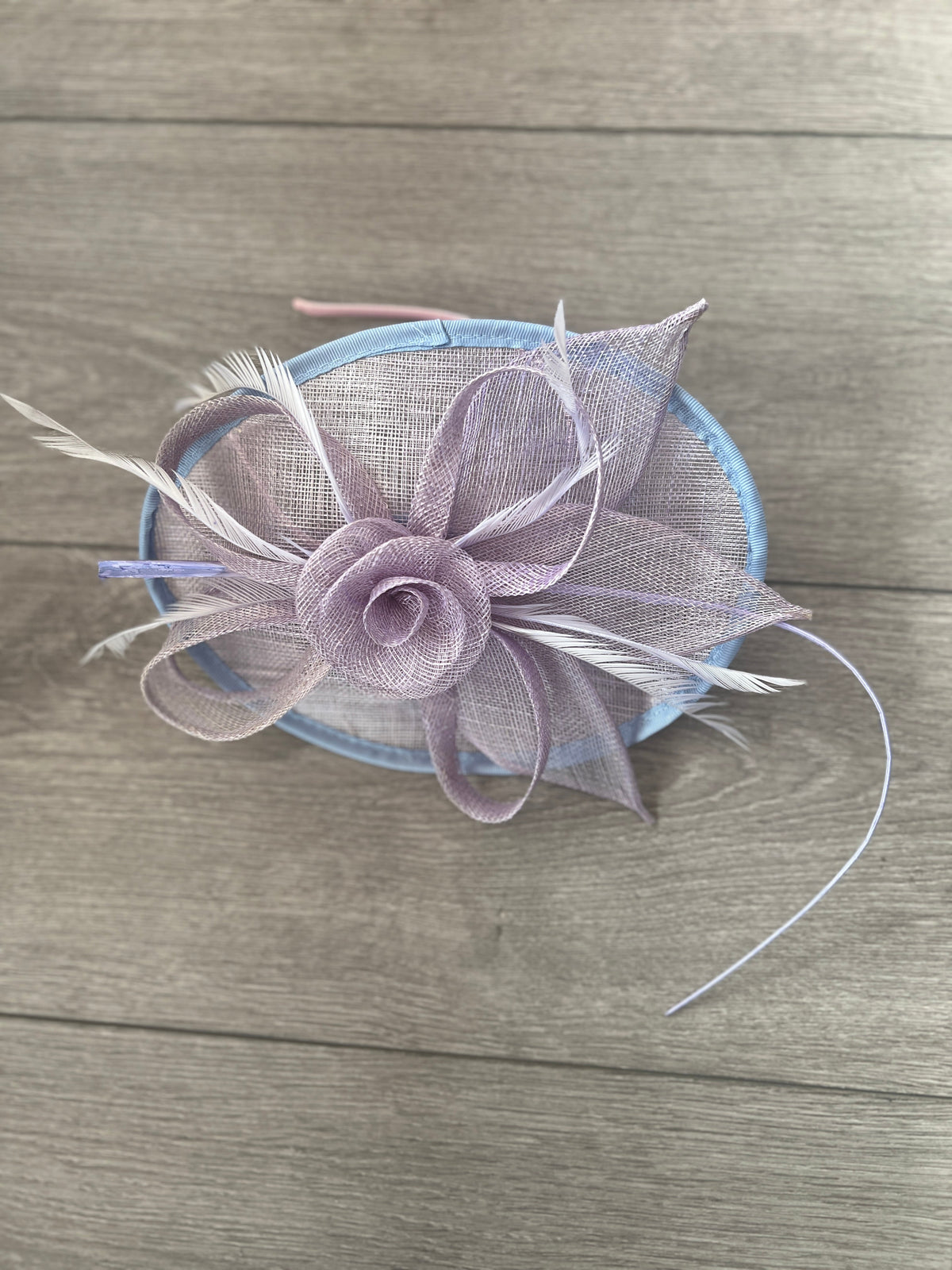 Lilac Saucer Fascinator With Flower &amp; Quill-Fascinators Direct