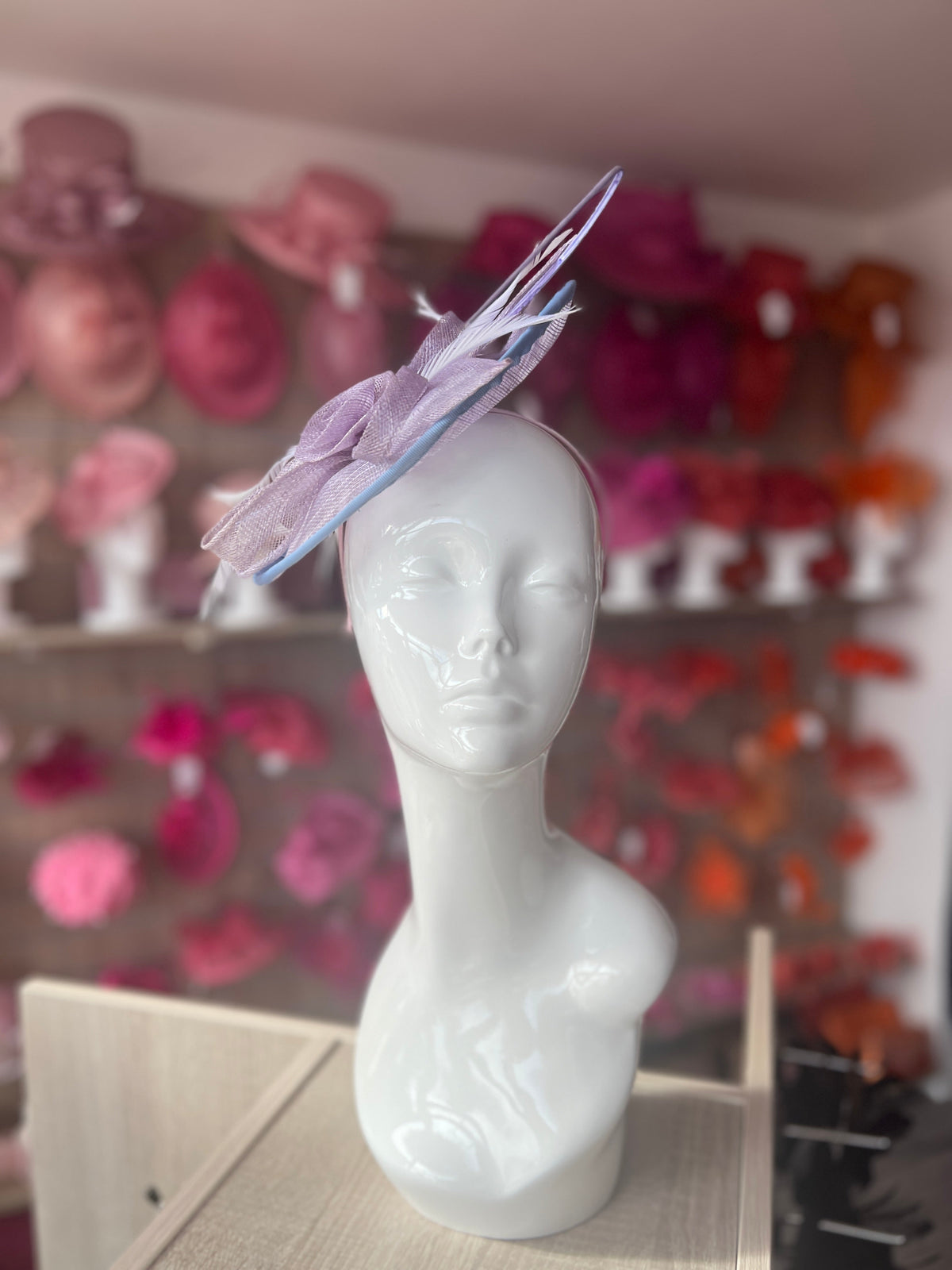 Lilac Saucer Fascinator With Flower &amp; Quill-Fascinators Direct