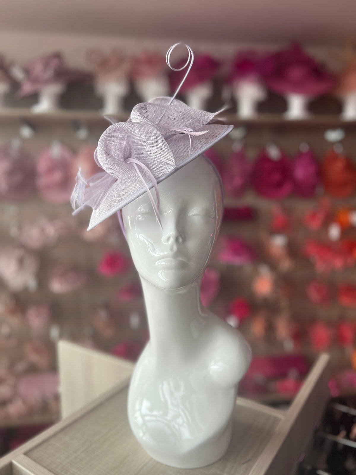 Lilac Sinamay Petunia Flower Fascinator With A Saucer Base-Fascinators Direct