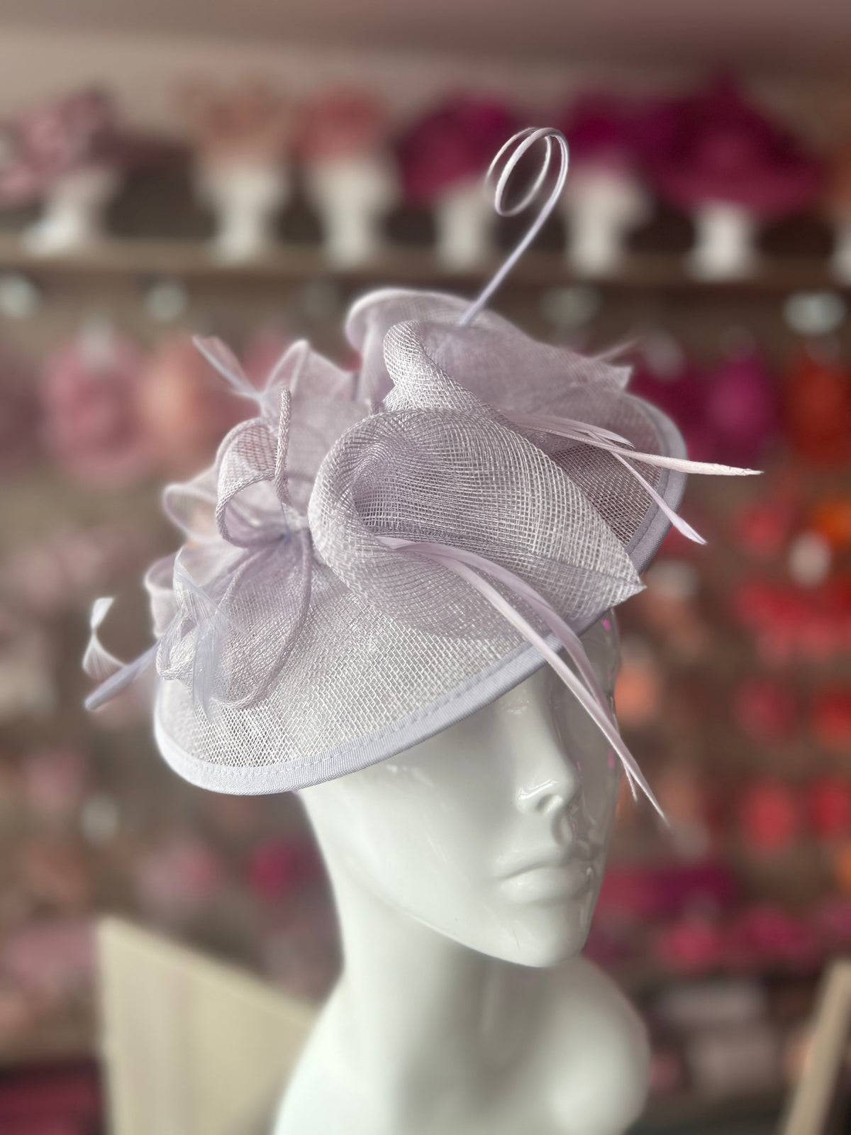 Lilac Sinamay Petunia Flower Fascinator With A Saucer Base-Fascinators Direct