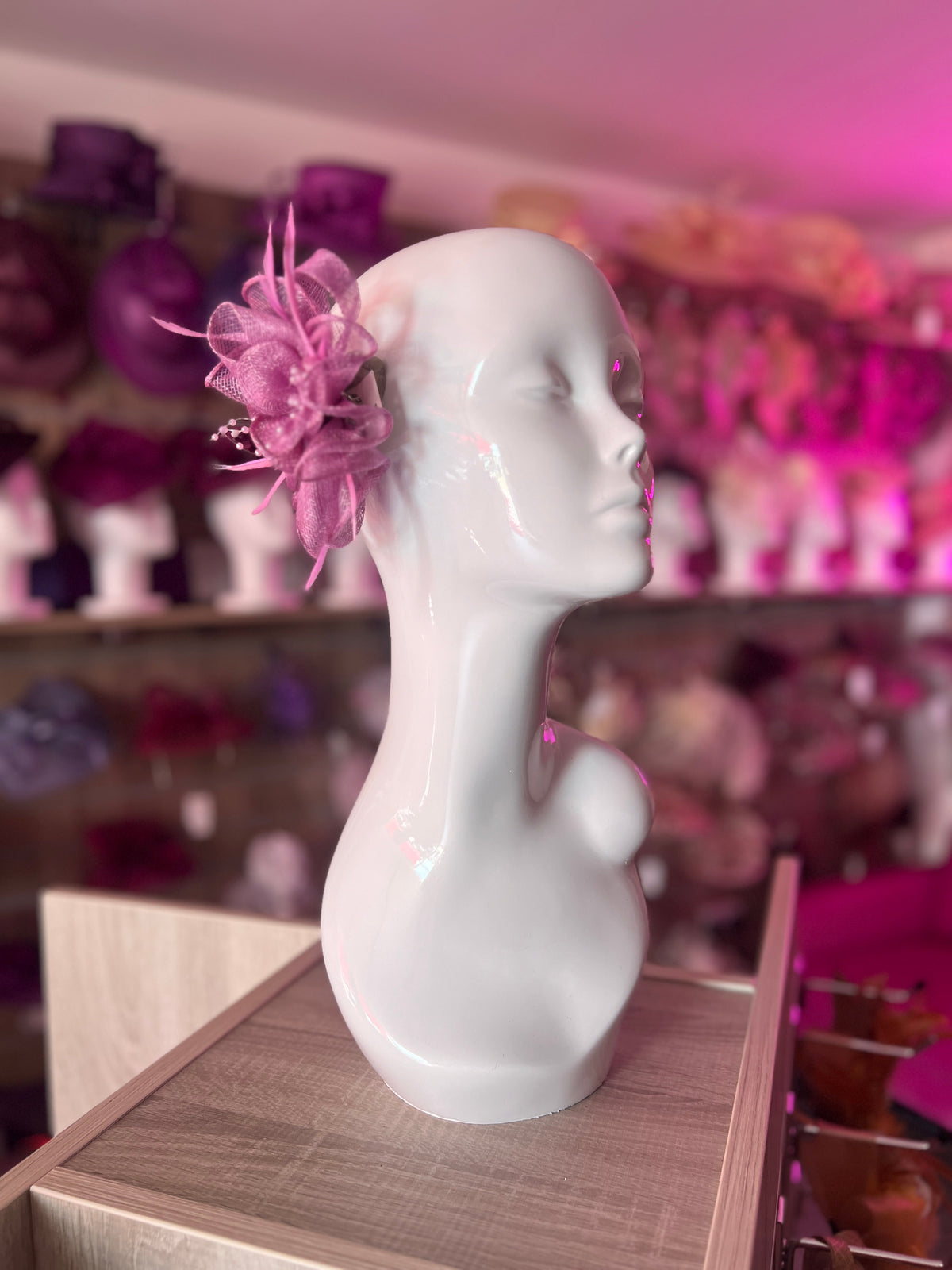 Lilac Small Fascinator With Decorative Beads &amp; Feathers-Fascinators Direct