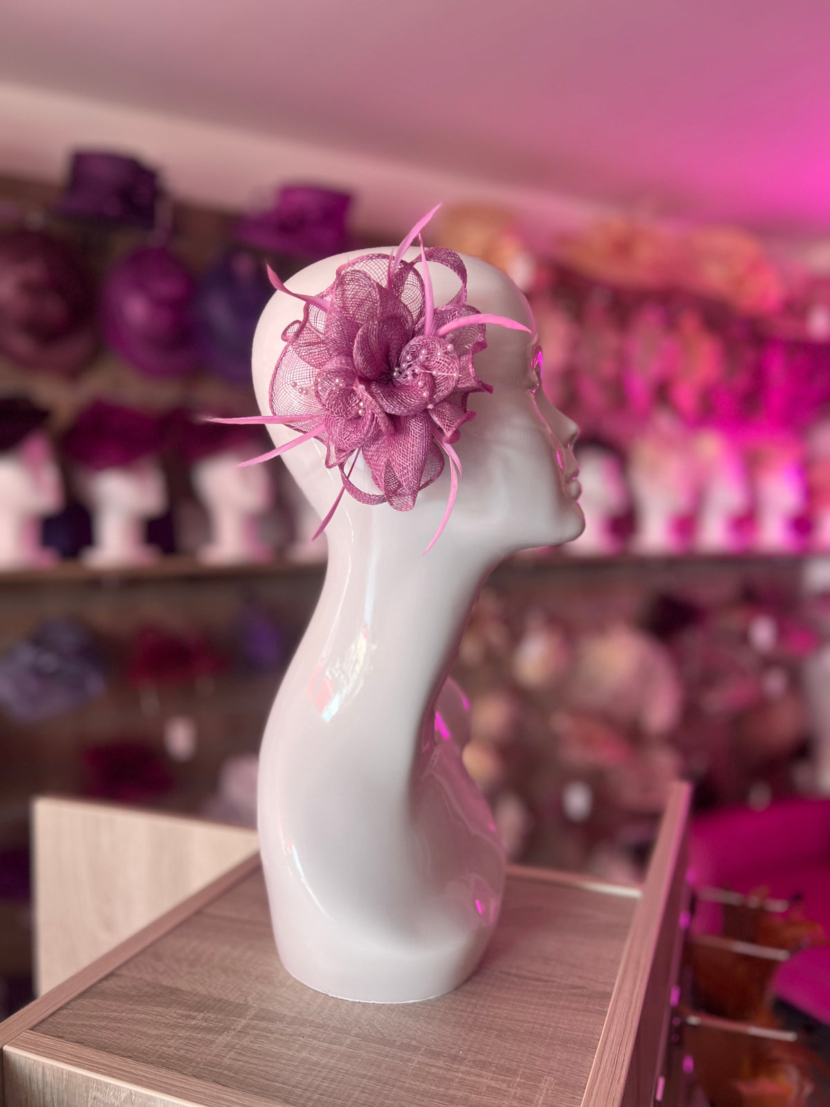 Lilac Small Fascinator With Decorative Beads &amp; Feathers-Fascinators Direct