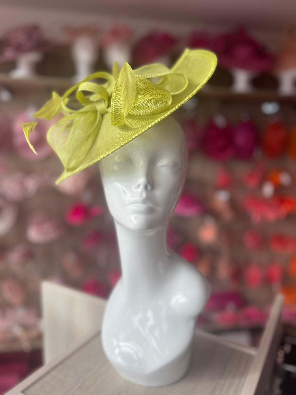 Lime Disc Fascinator with Decorative Bow-Fascinators Direct