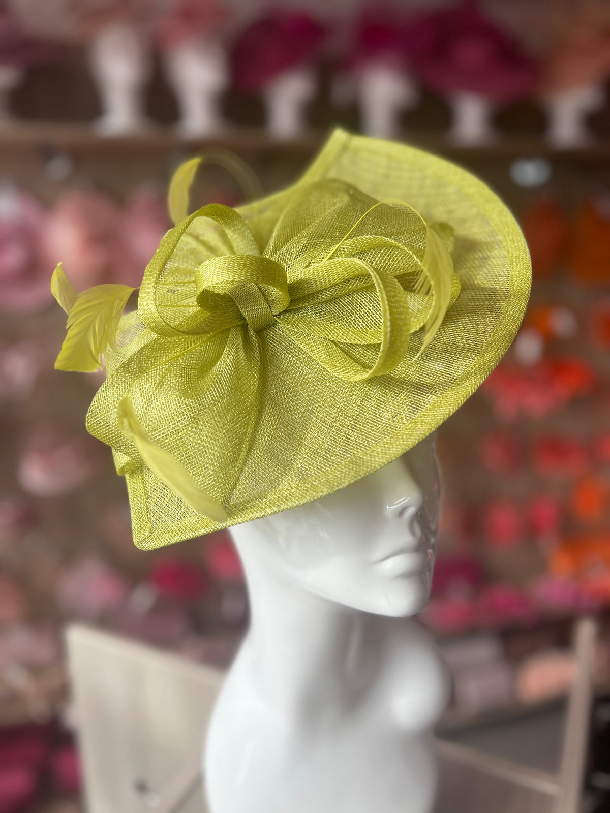 Lime Disc Fascinator with Decorative Bow-Fascinators Direct