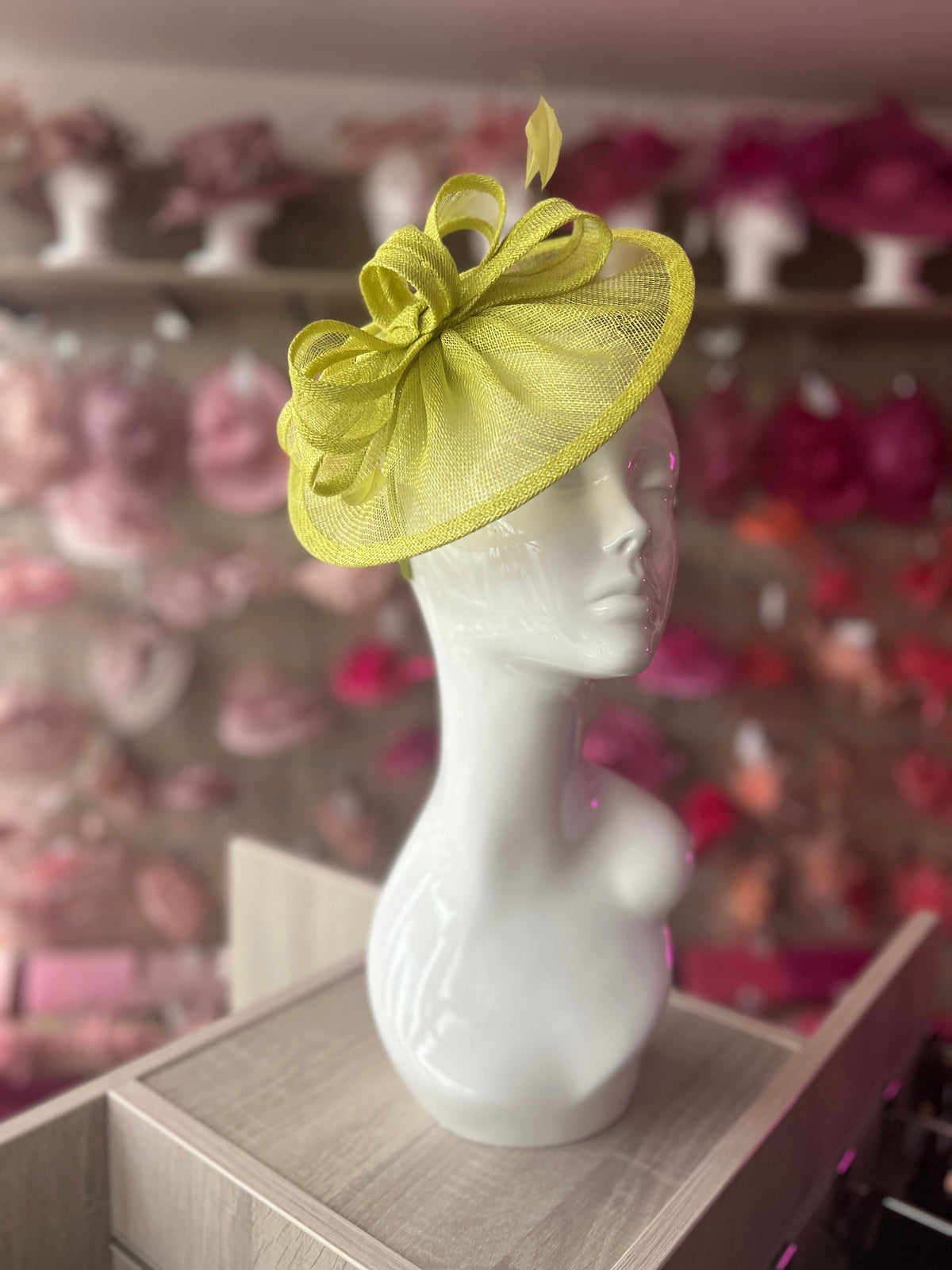 Lime Green Curved Disc Fascinator-Fascinators Direct