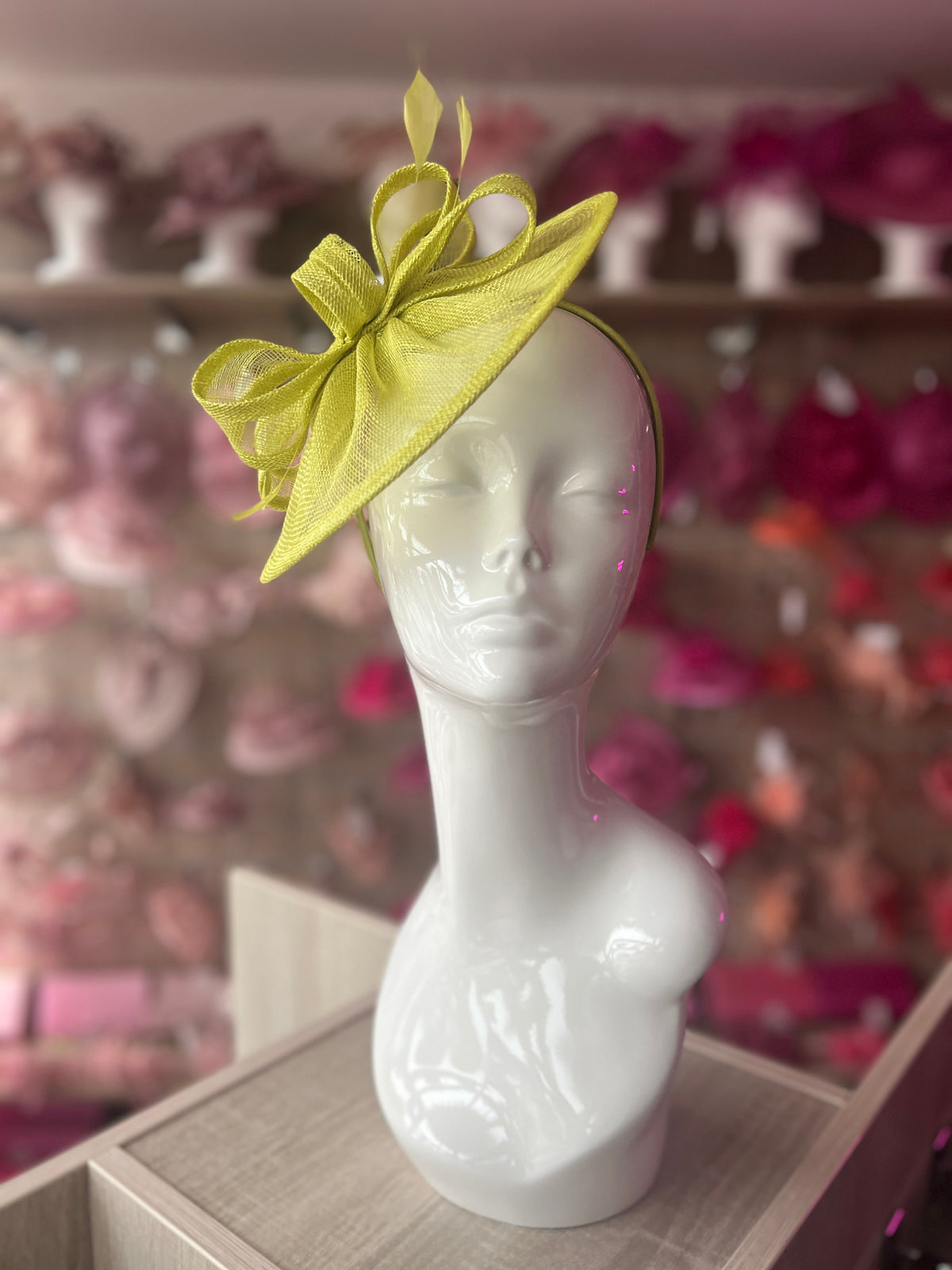 Lime Green Curved Disc Fascinator-Fascinators Direct