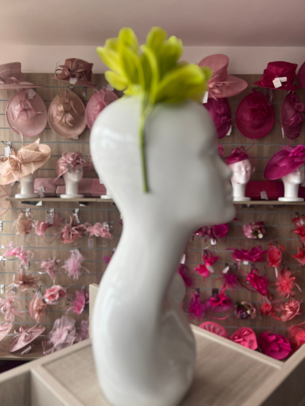 Lime Green Fascinator Headband with Feather Petals &amp; Diamanté-Fascinators Direct