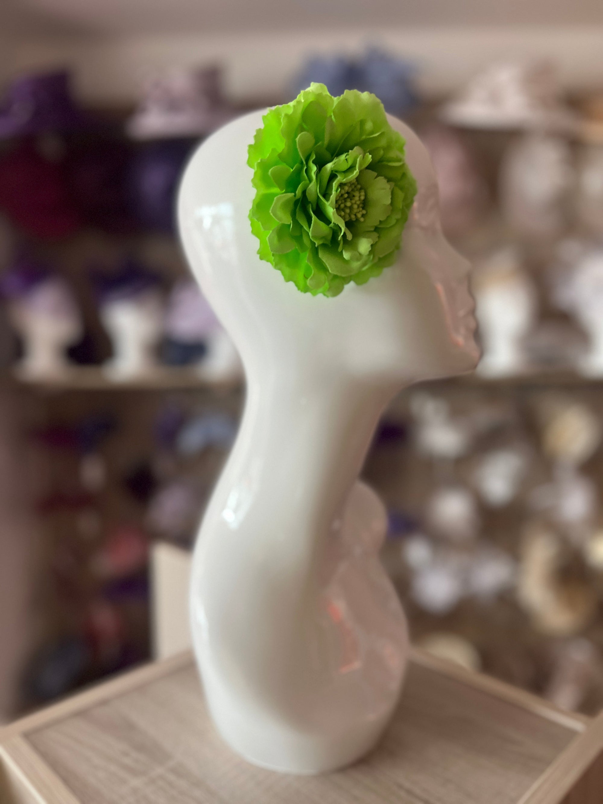 Lime Green Hair Flower Fascinator Clip-Fascinators Direct