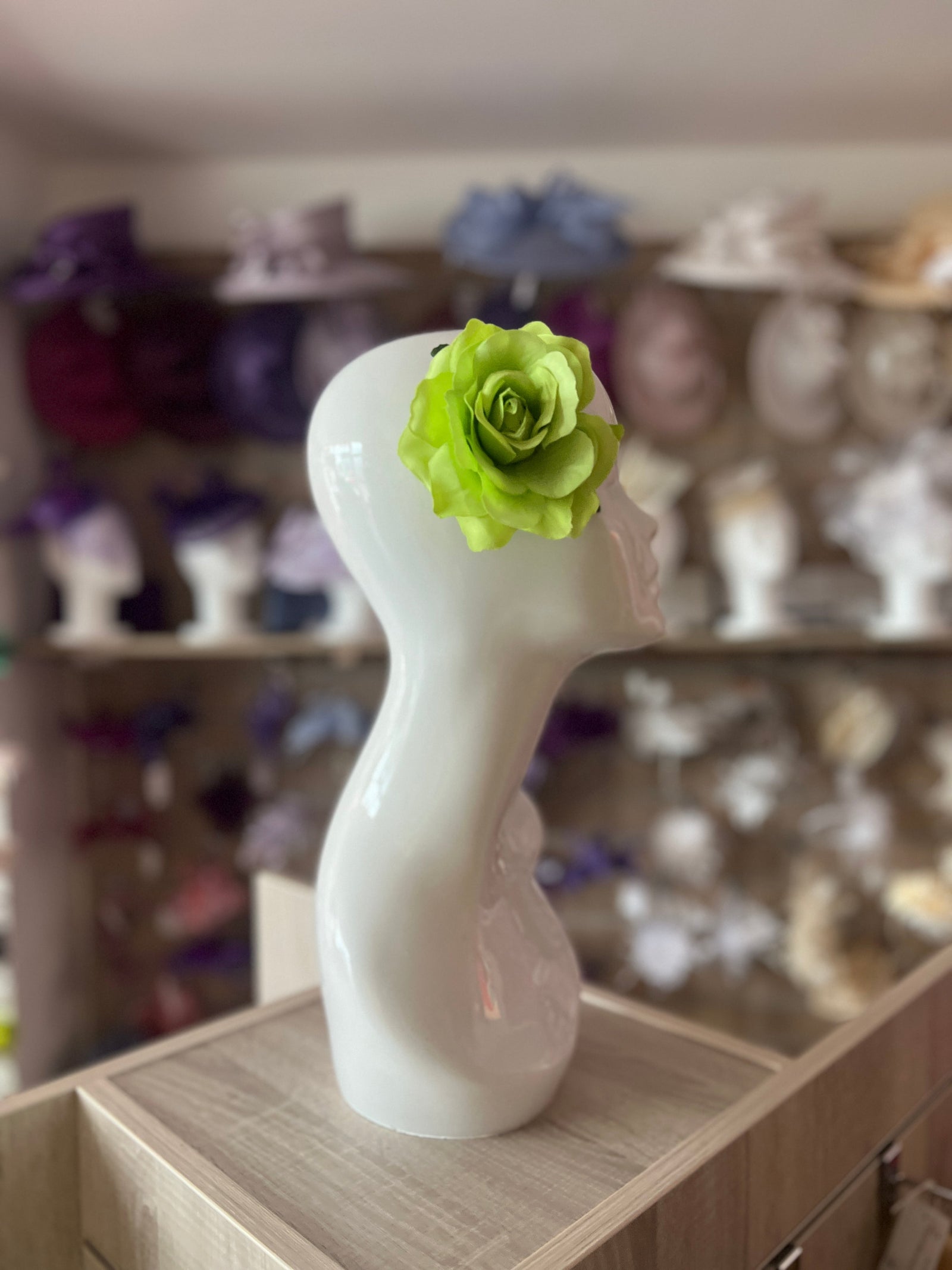 Lime Green Rose Hair Clip-Fascinators Direct