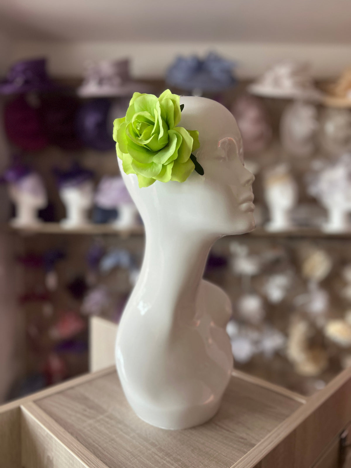 Lime Green Rose Hair Clip-Fascinators Direct