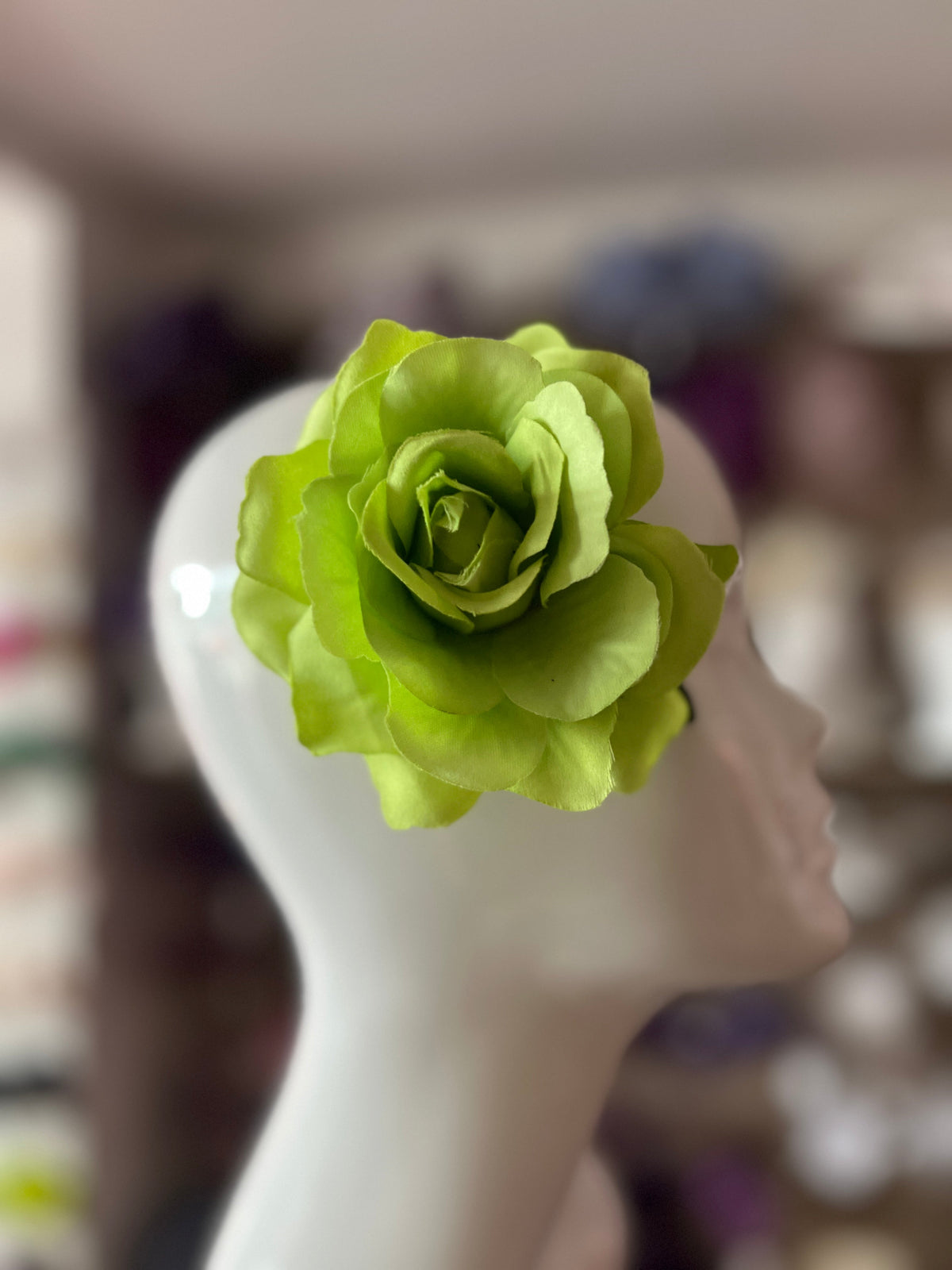 Lime Green Rose Hair Clip-Fascinators Direct