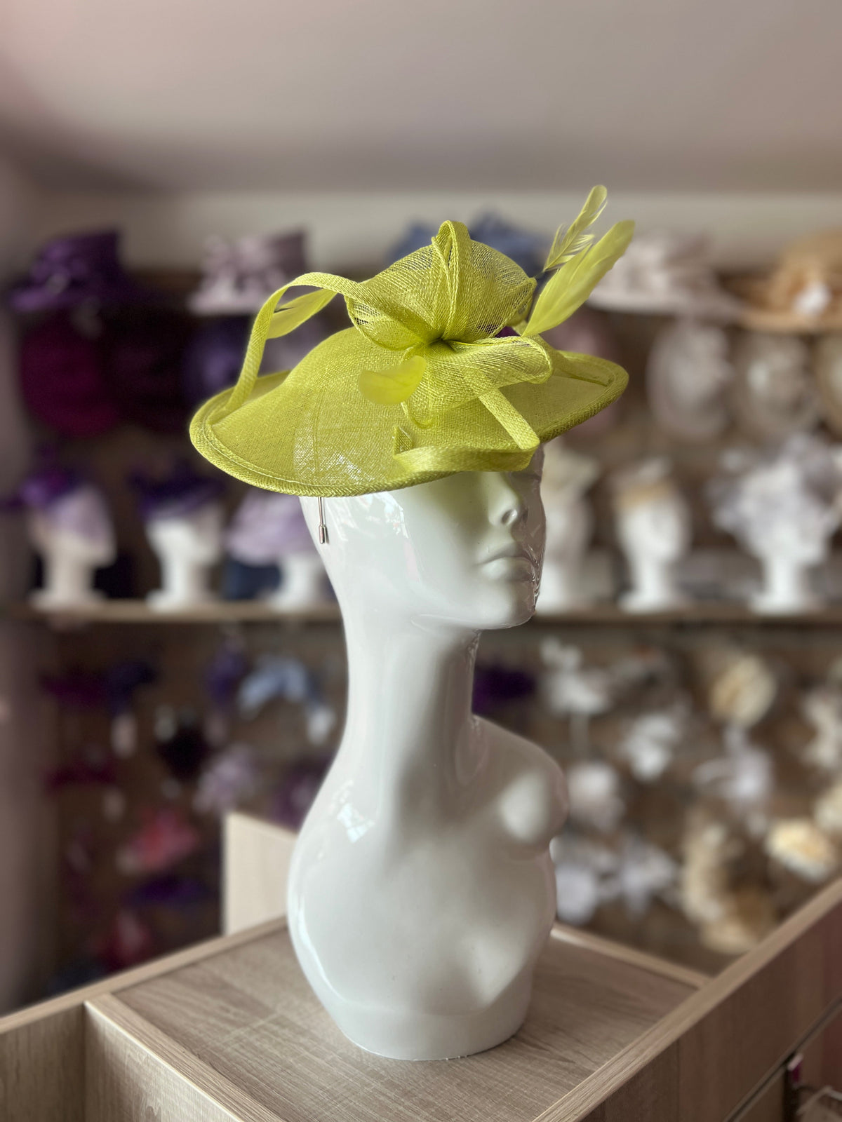 Lime Teardrop Disc Fascinator-Fascinators Direct
