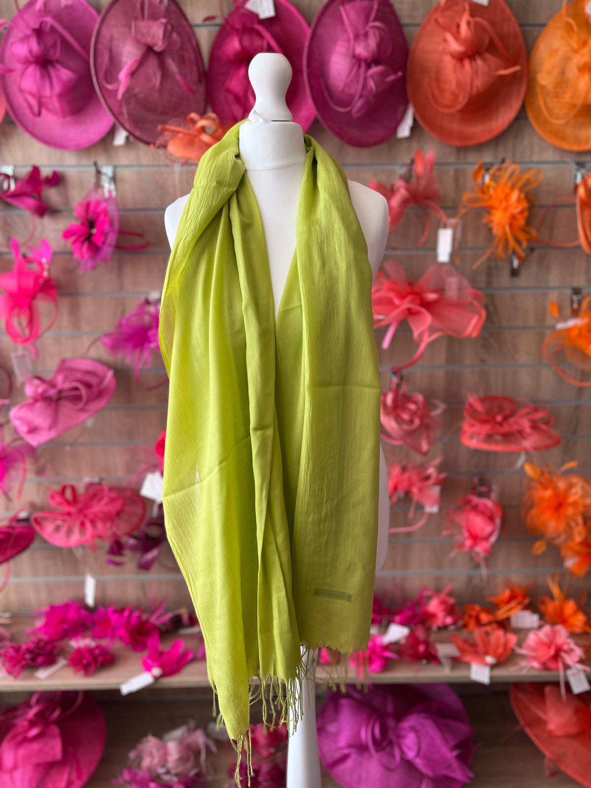 Lime Wedding Pashmina Scarf-Fascinators Direct