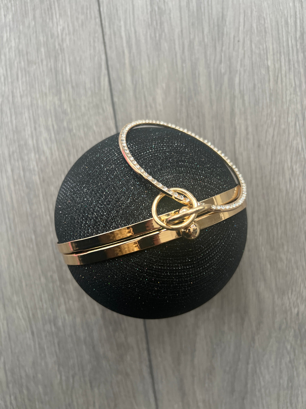 Luxury Black Round Ball Shimmer Handbag-Fascinators Direct