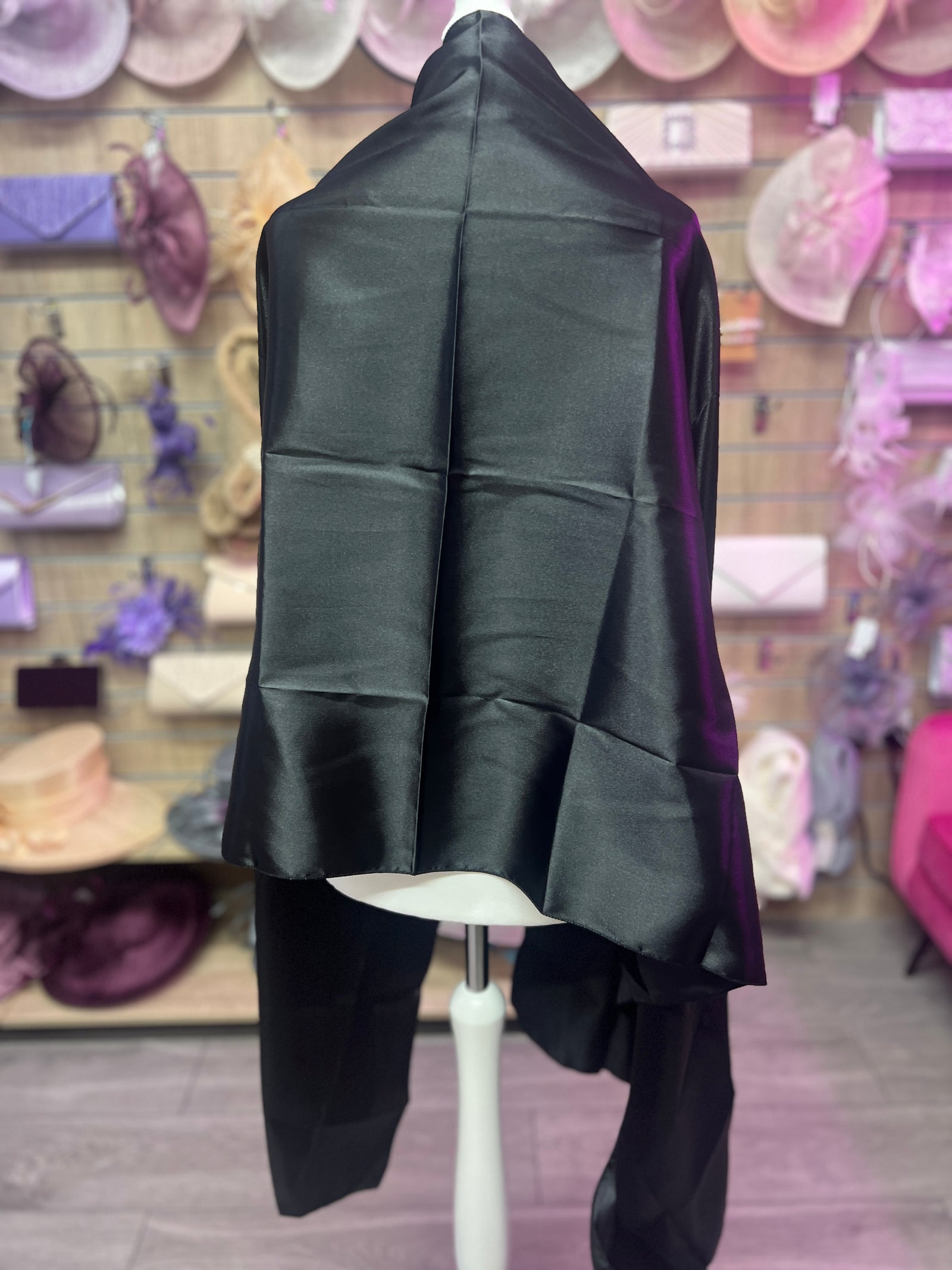 Luxury Black Silk Scarf/Shawl-Fascinators Direct