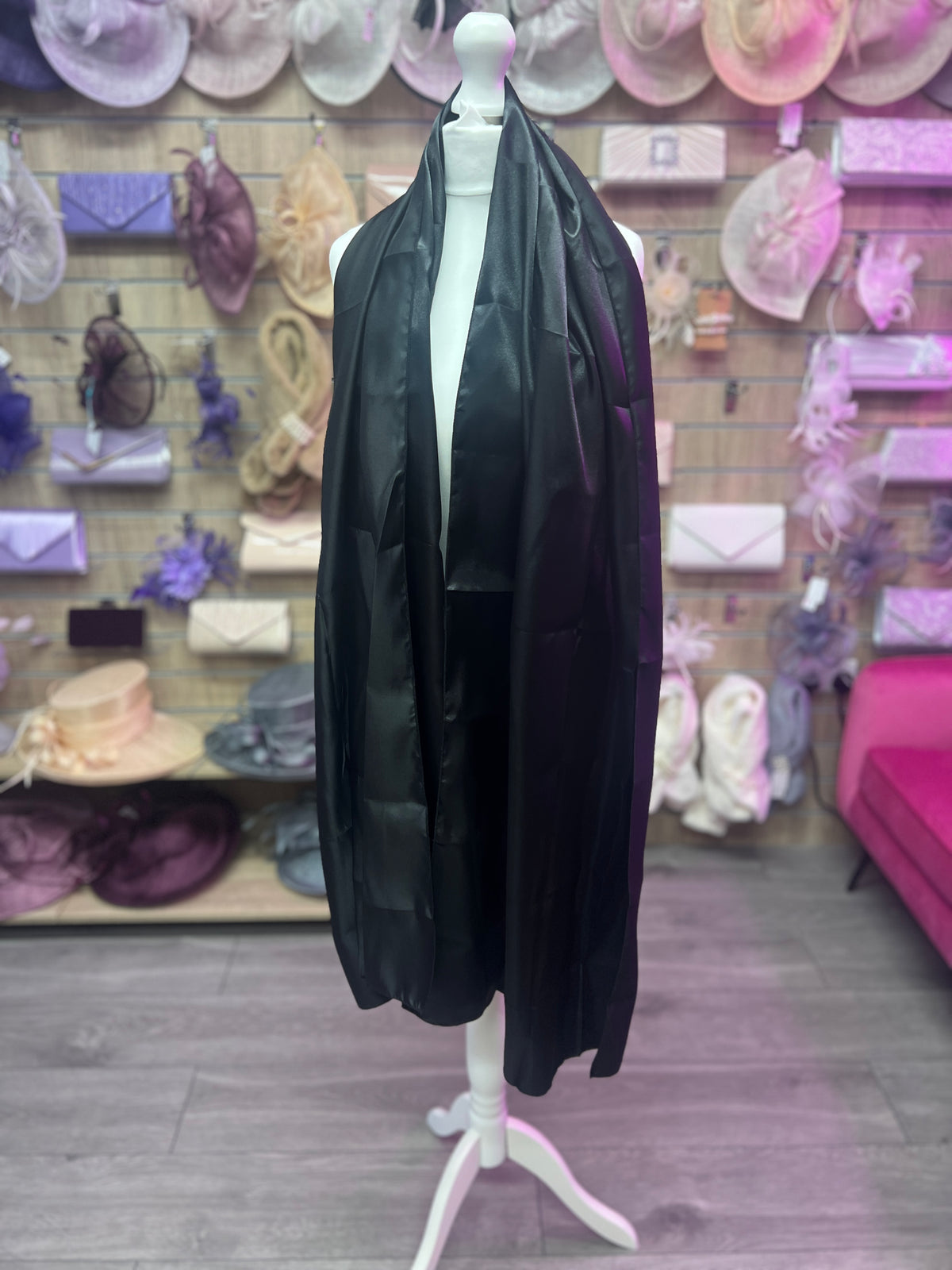 Luxury Black Silk Scarf/Shawl-Fascinators Direct