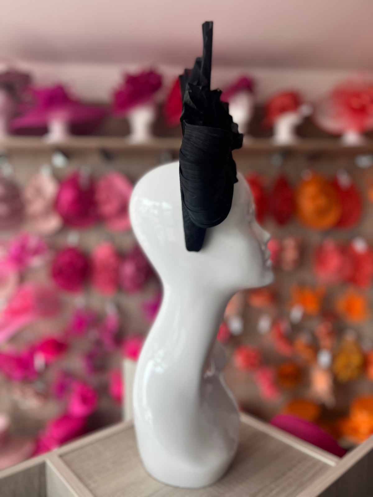 Luxury Bow with Flower Headband Fascinator- Black-Fascinators Direct