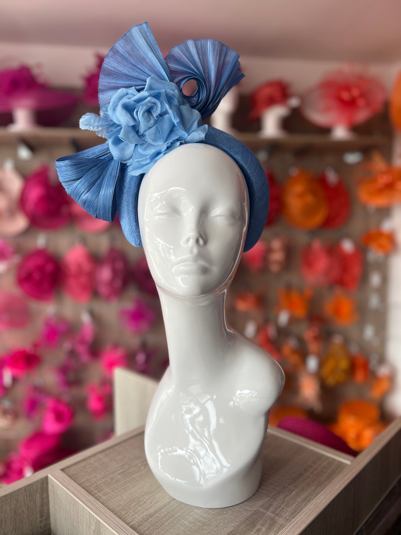 Luxury Bow with Flower Headband Fascinator- Bluebell-Fascinators Direct