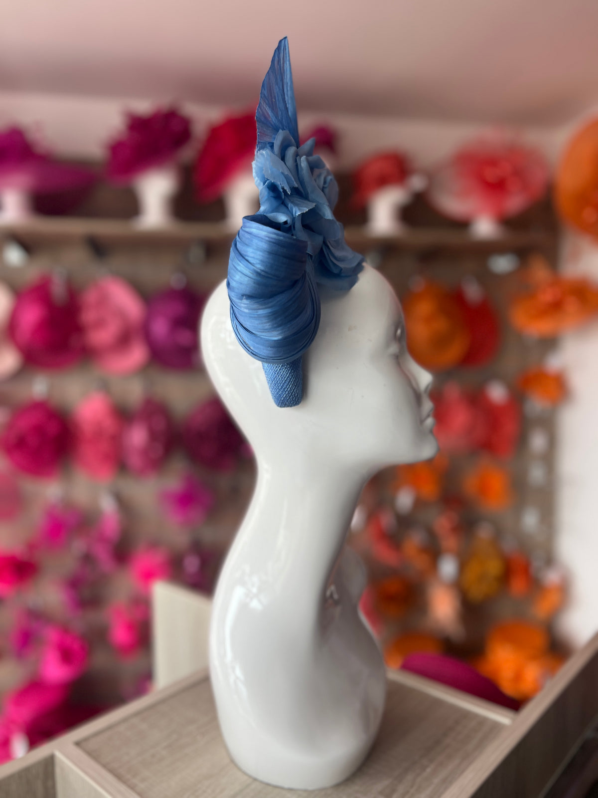 Luxury Bow with Flower Headband Fascinator- Bluebell-Fascinators Direct