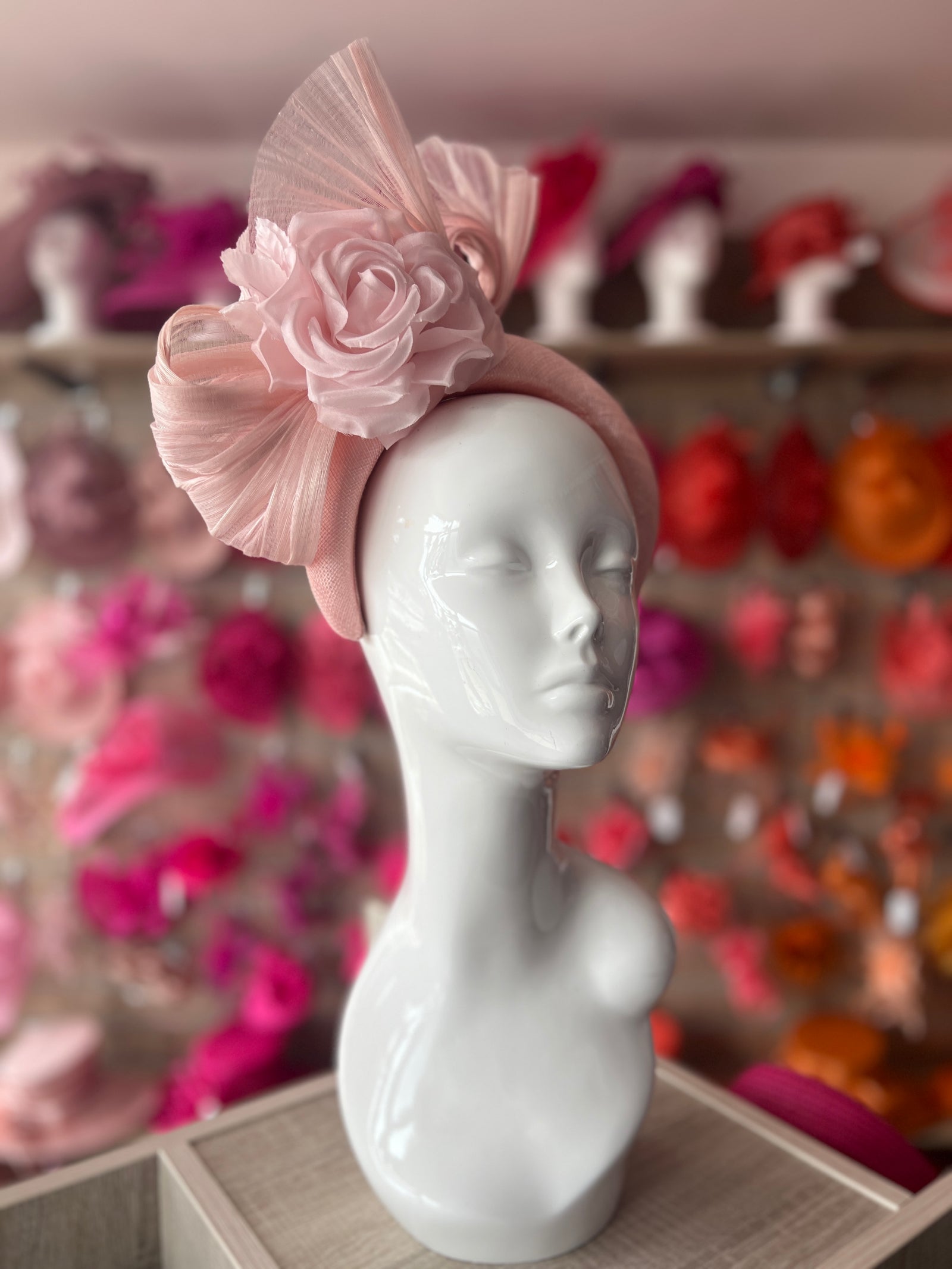 Luxury Bow with Flower Headband Fascinator- Candy Pink-Fascinators Direct