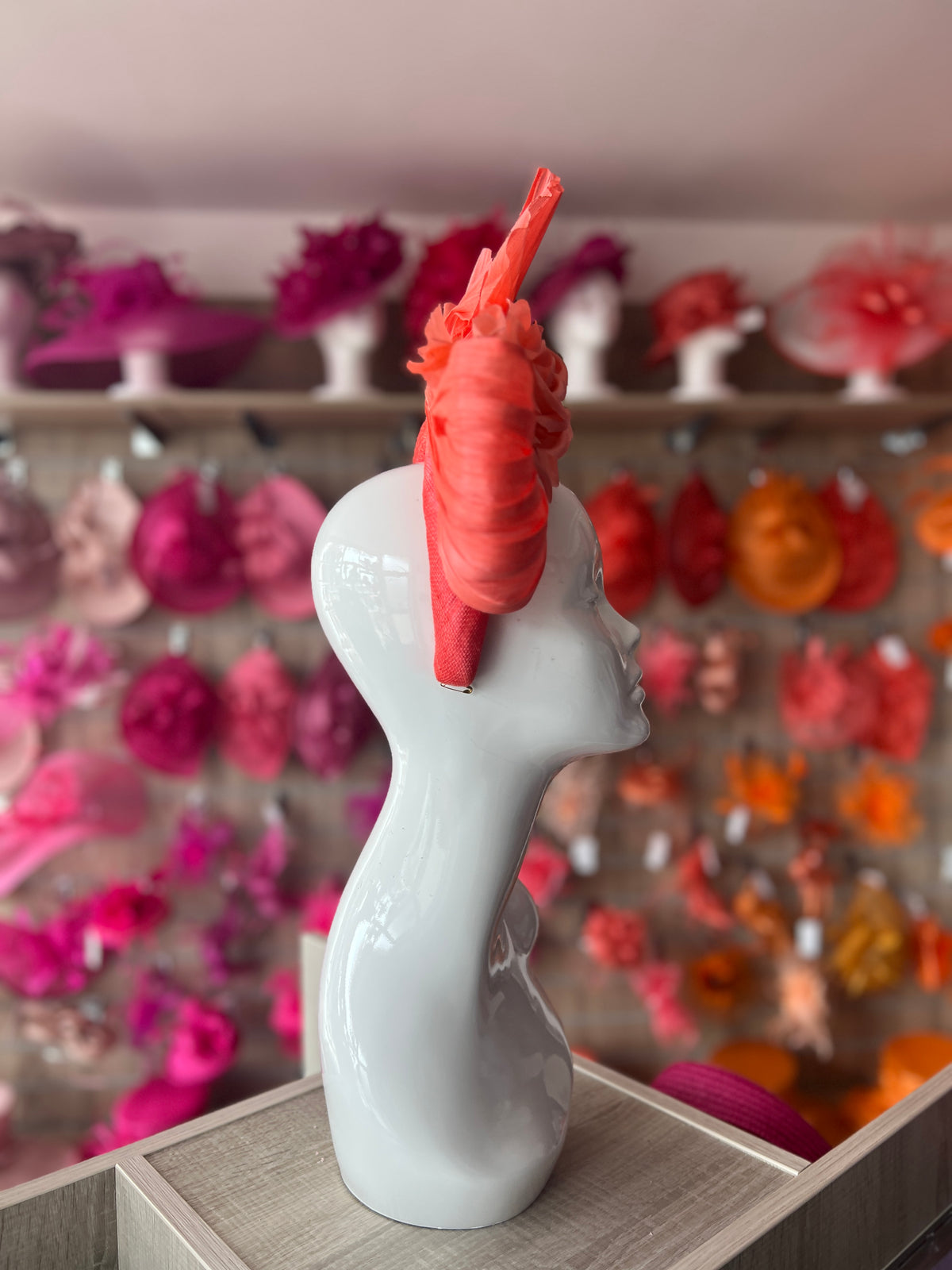 Luxury Bow with Flower Headband Fascinator- Coral-Fascinators Direct