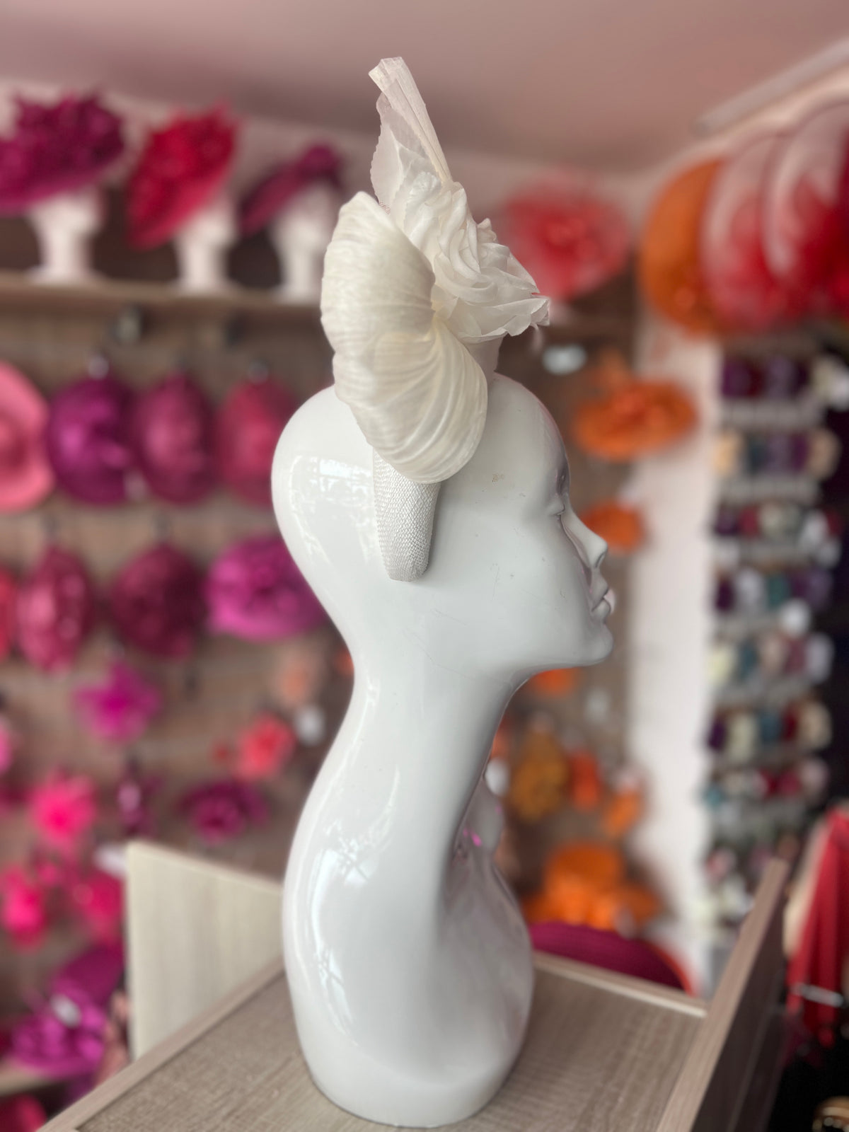 Luxury Bow with Flower Headband Fascinator- Ivory-Fascinators Direct