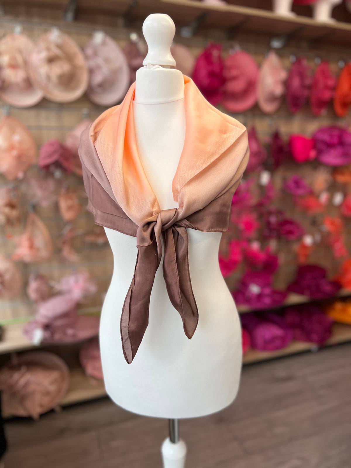 Luxury Brown &amp; Nude Ombre Silk Neck Scarf-Fascinators Direct