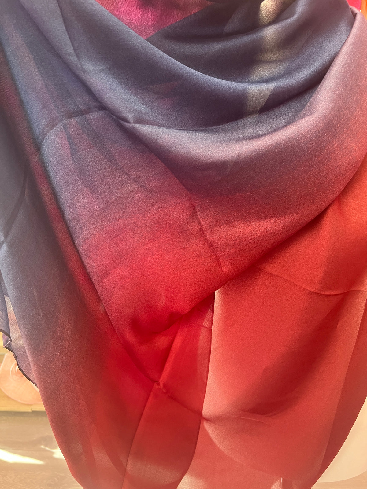 Luxury Burgundy &amp; Navy Ombre Silk Scarf-Fascinators Direct