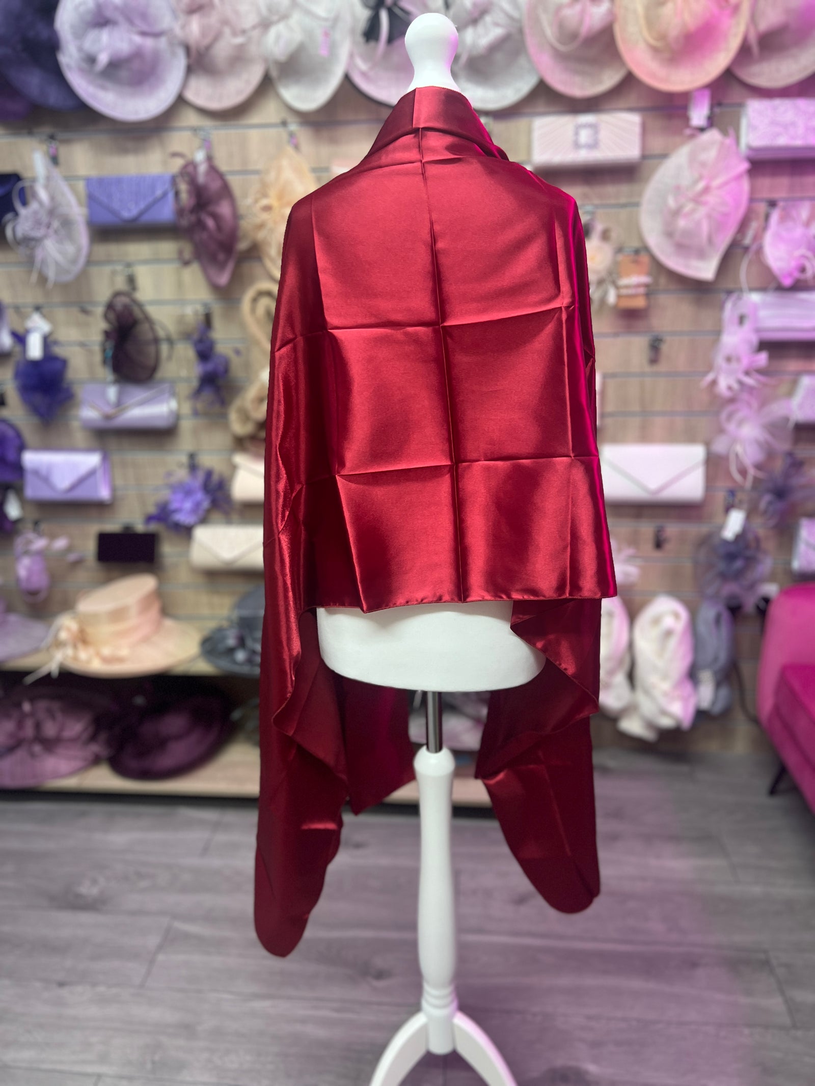 Luxury Burgundy Silk Scarf/Shawl-Fascinators Direct