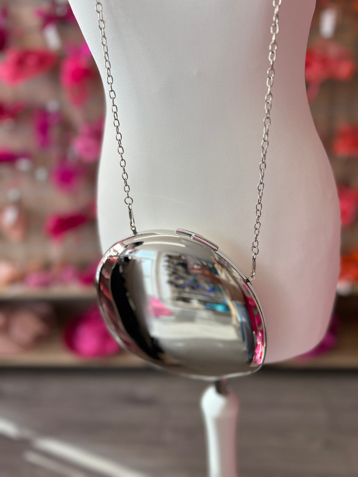 Luxury Chrome Silver Shell Shaped Clutch Bag-Fascinators Direct