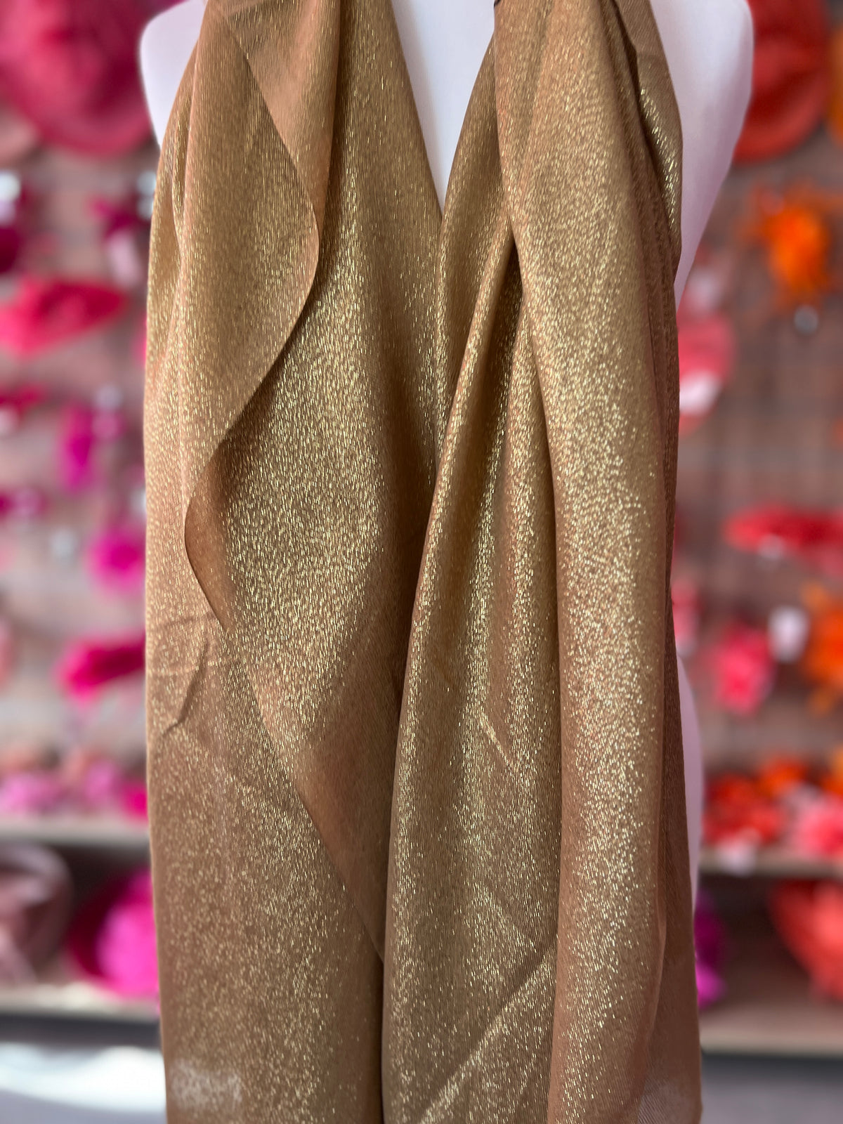 Luxury Dark Gold &amp; Light Gold Shimmer Scarf-Fascinators Direct