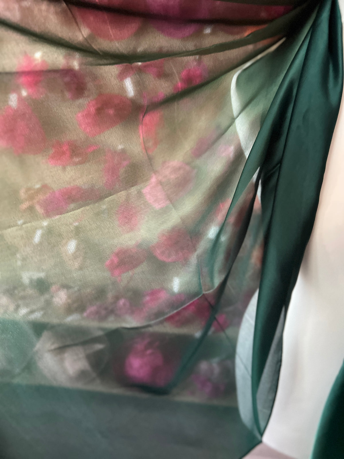 Luxury Dark Green &amp; Olive Ombre Silk Scarf-Fascinators Direct