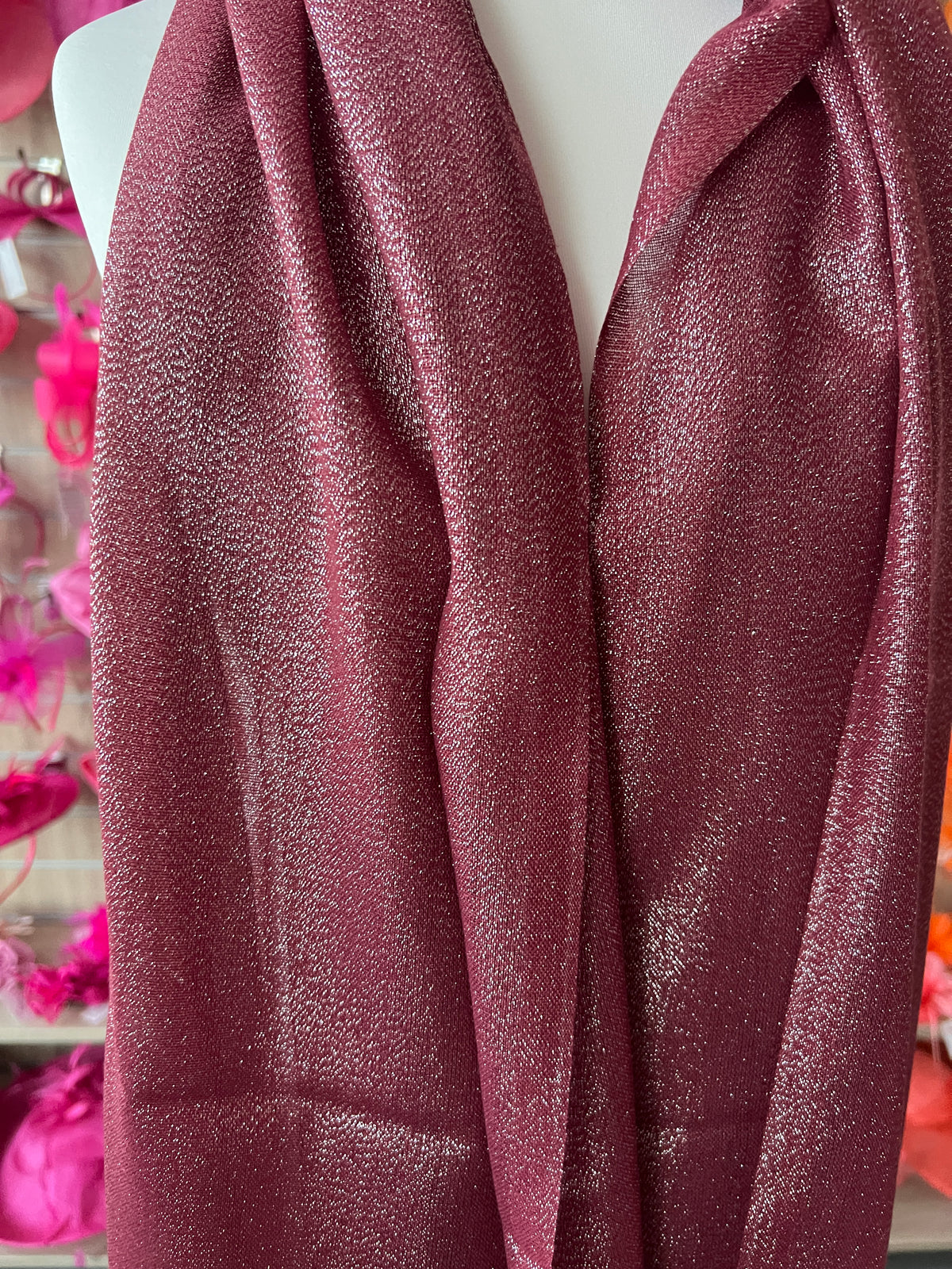Luxury Dark Pink &amp; Silver Shimmer Scarf-Fascinators Direct