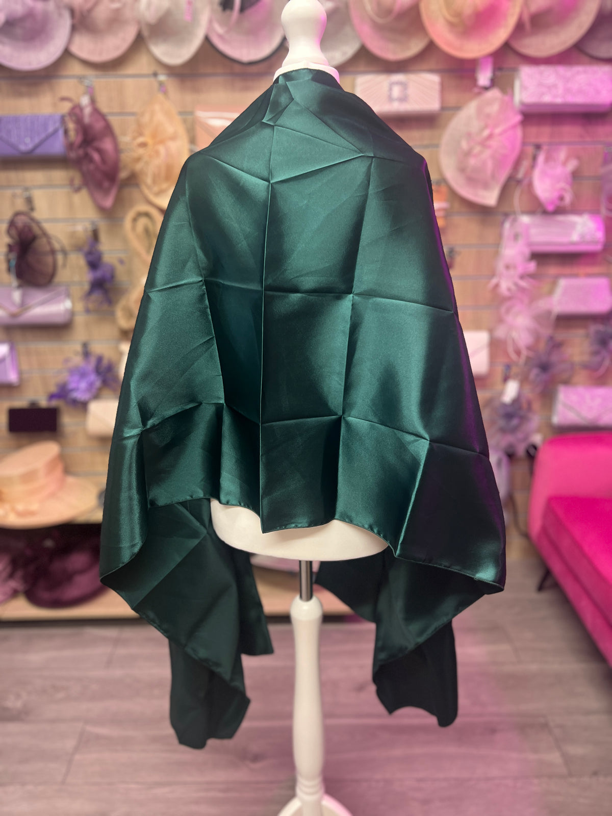 Luxury Emerald Green Silk Scarf/Shawl-Fascinators Direct