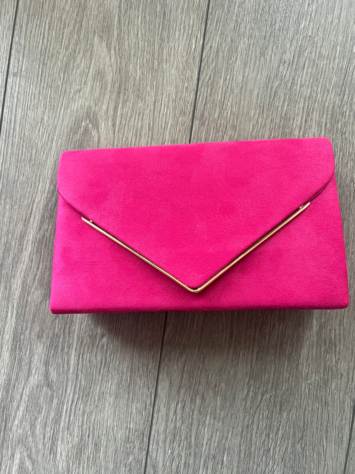 Luxury Fuchsia Velvet Envelope Clutch Bag With Gold Trim-Fascinators Direct