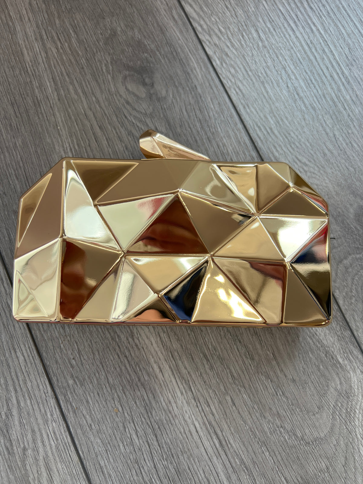 Luxury Gold Chrome Geometric Clutch Bag-Fascinators Direct
