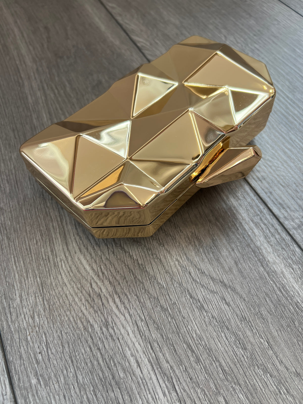 Luxury Gold Chrome Geometric Clutch Bag-Fascinators Direct