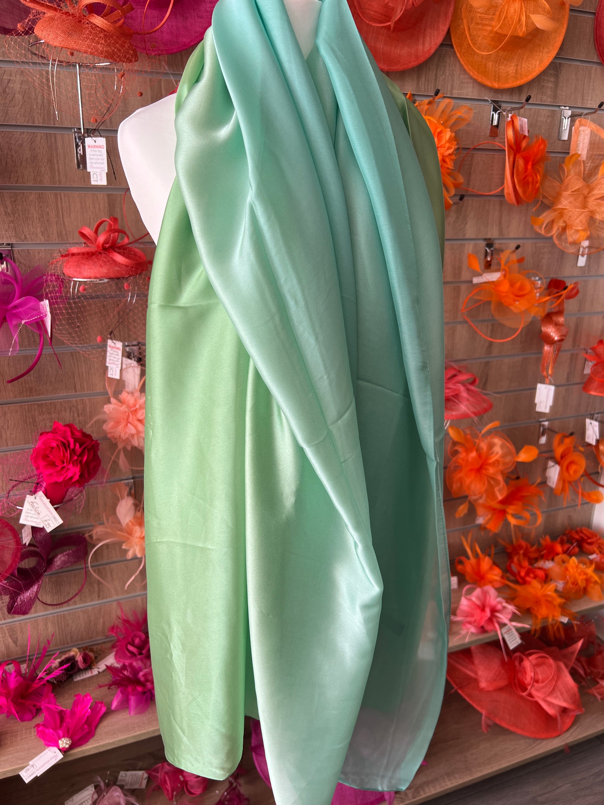 Luxury Green & Aqua Ombre Silk Scarf-Fascinators Direct