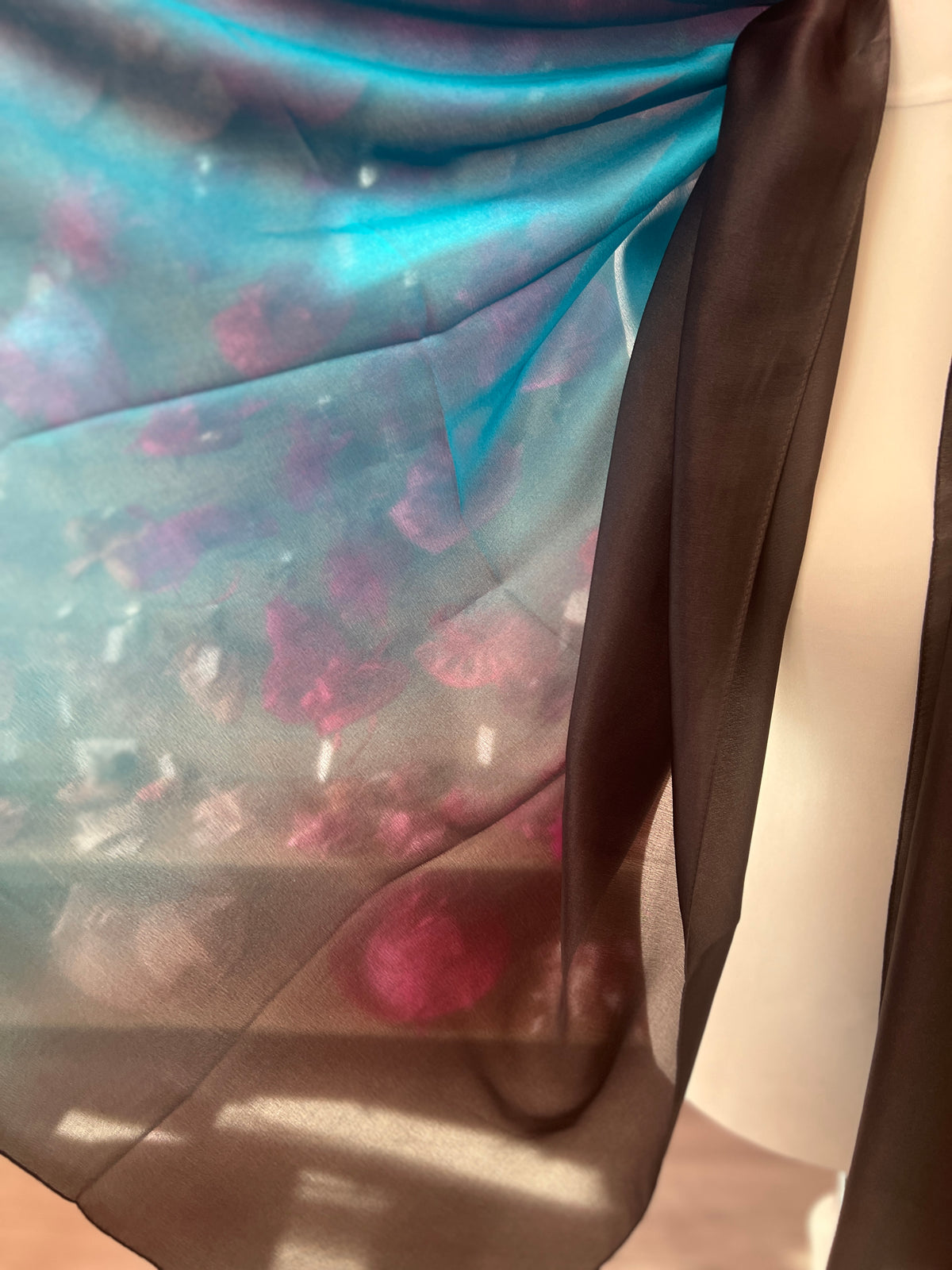 Luxury Gunmetal &amp; Teal Ombre Silk Scarf-Fascinators Direct