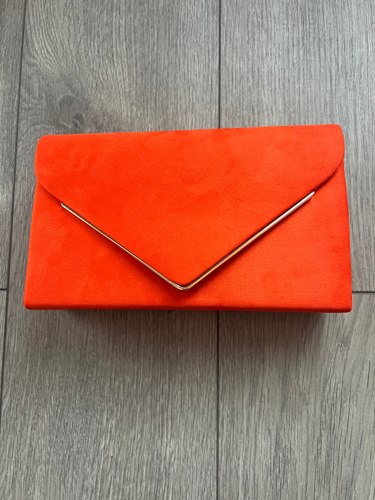 Luxury Orange Velvet Envelope Clutch Bag With Gold Trim-Fascinators Direct