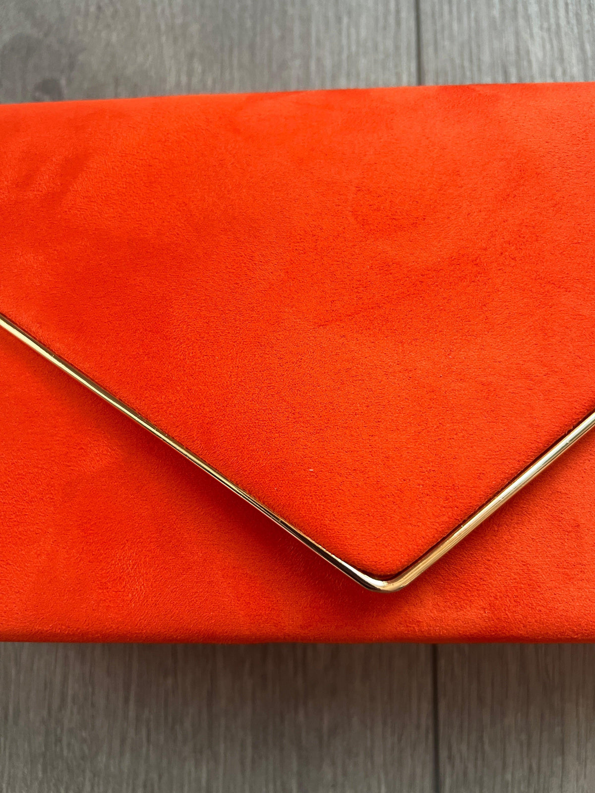 Luxury Orange Velvet Envelope Clutch Bag With Gold Trim-Fascinators Direct