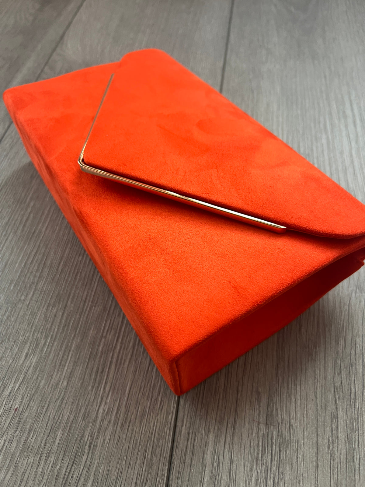 Luxury Orange Velvet Envelope Clutch Bag With Gold Trim-Fascinators Direct