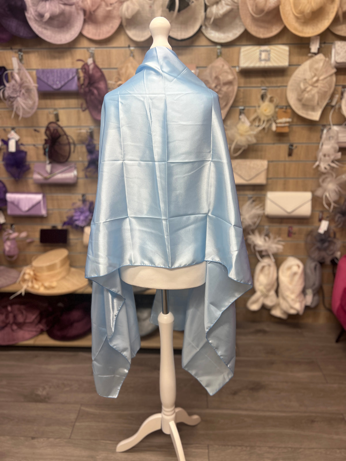 Luxury Powder Blue Silk Scarf/Shawl-Fascinators Direct