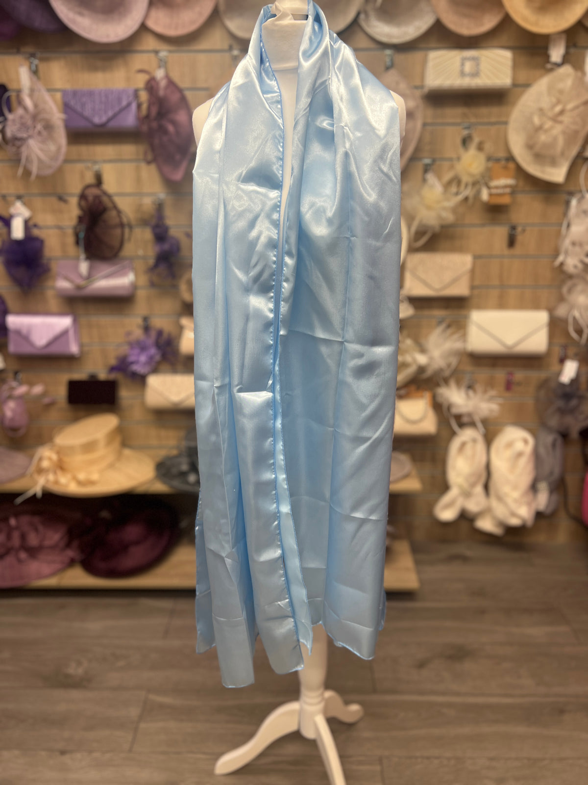 Luxury Powder Blue Silk Scarf/Shawl-Fascinators Direct