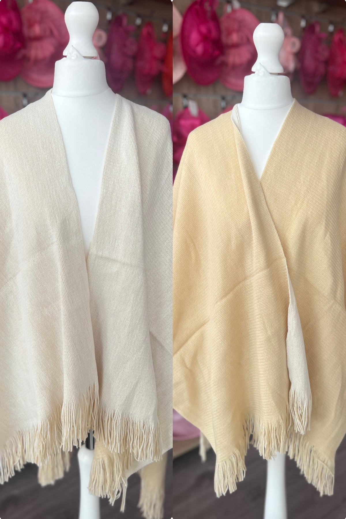 Luxury Reversible Knitted Shawl - Beige &amp; Ivory-Fascinators Direct