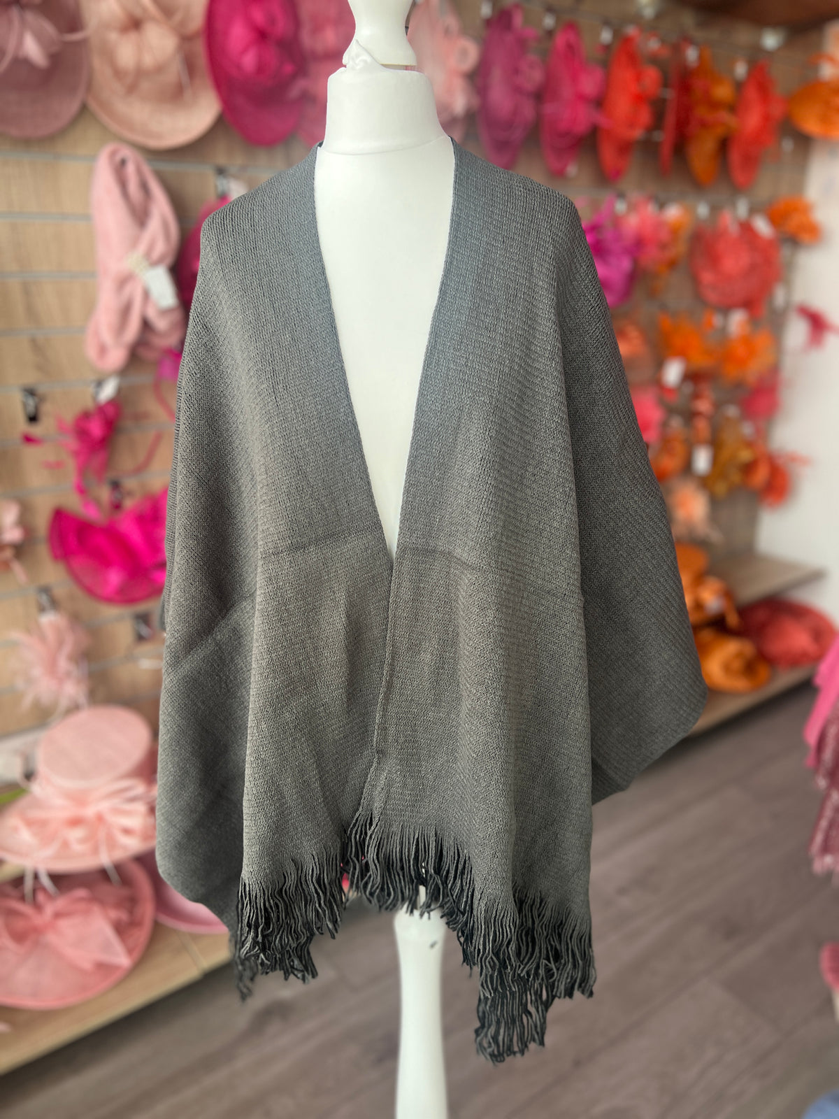 Luxury Reversible Knitted Shawl - Black &amp; Grey-Fascinators Direct