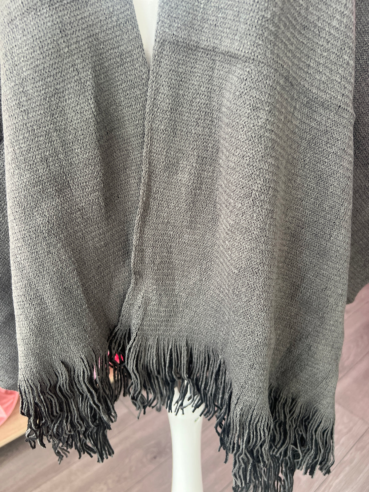 Luxury Reversible Knitted Shawl - Black &amp; Grey-Fascinators Direct