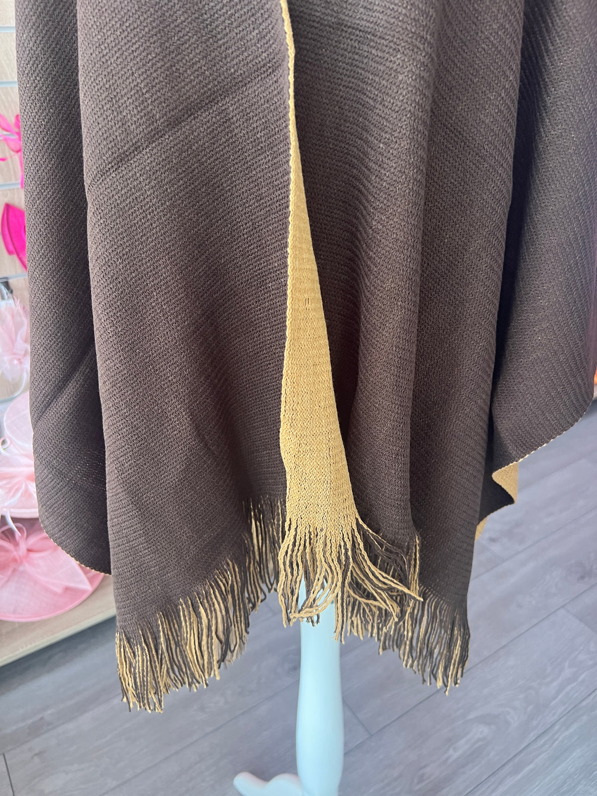 Luxury Reversible Knitted Shawl - Camel &amp; Brown-Fascinators Direct