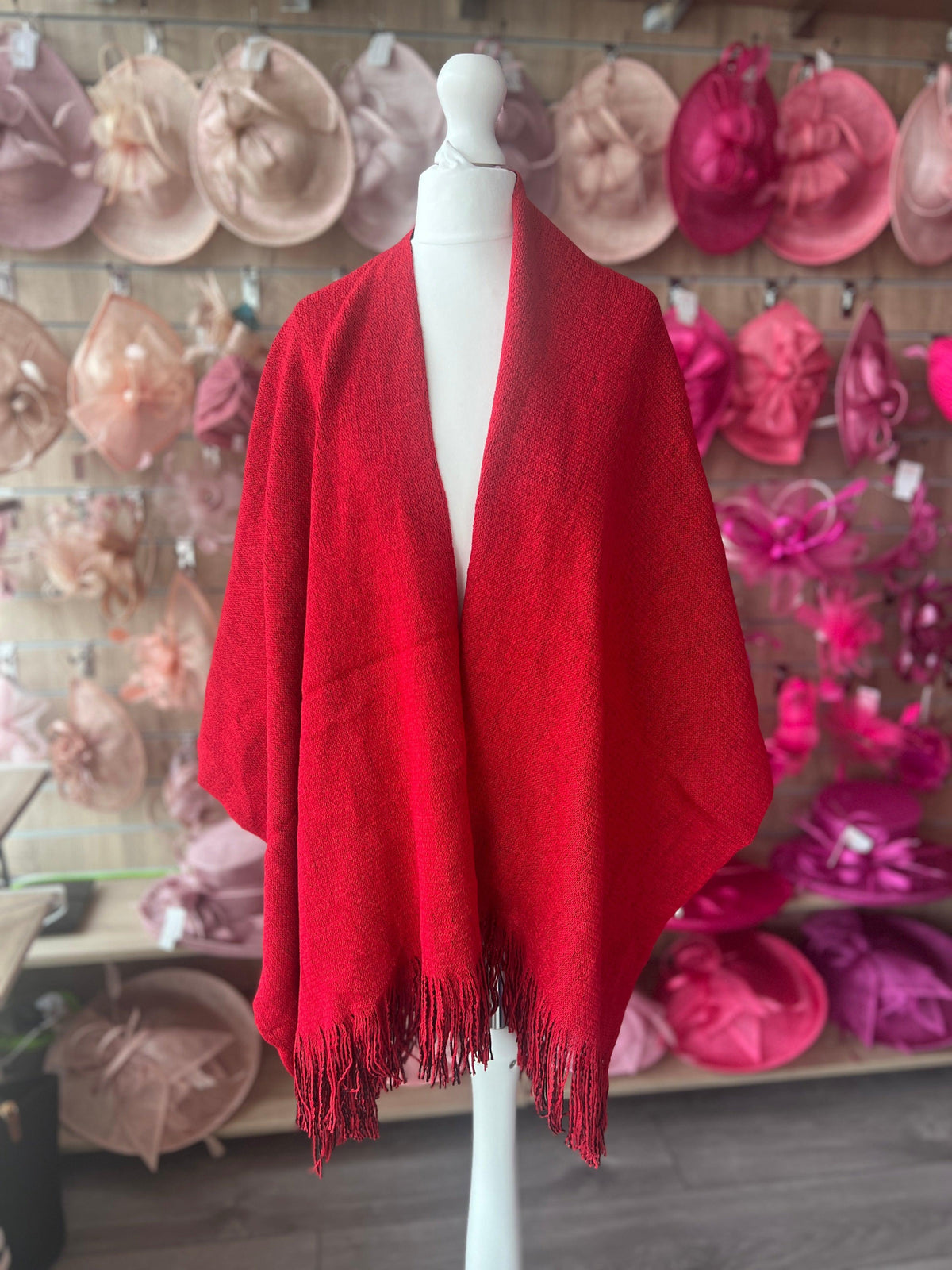 Luxury Reversible Knitted Shawl - Red &amp; Black-Fascinators Direct