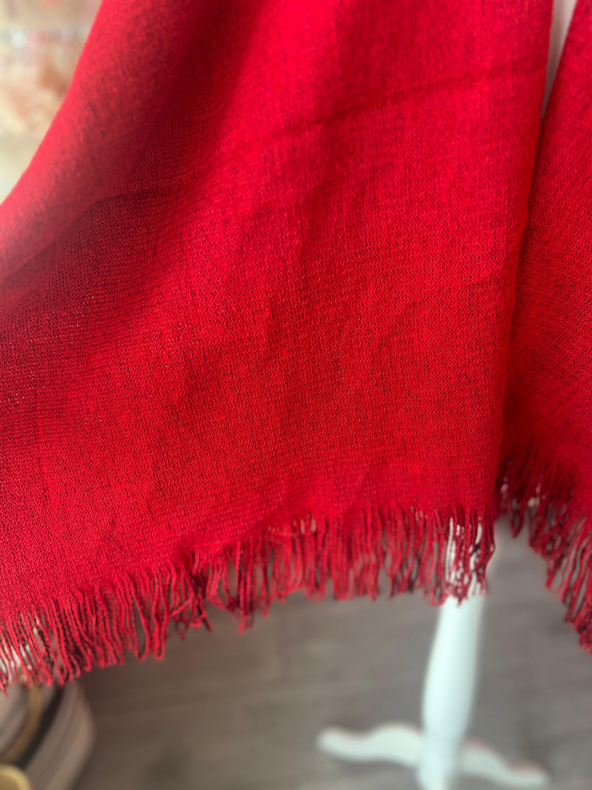 Luxury Reversible Knitted Shawl - Red &amp; Black-Fascinators Direct